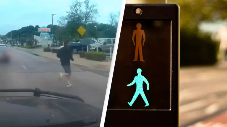 Terrifying dashcam footage of man running across road shows why you should never jaywalk